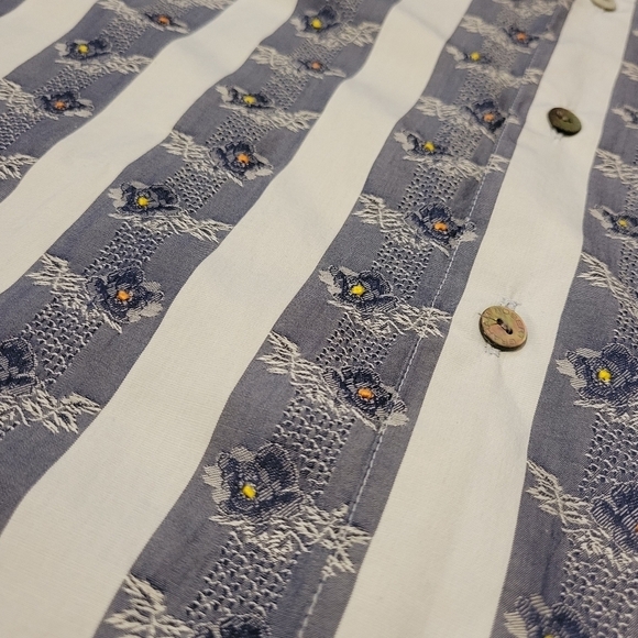 Robert Graham Men 3XL Flip Cuff Button Up Long Sleeve Shirt Stripes Roses Pearl - Picture 8 of 14